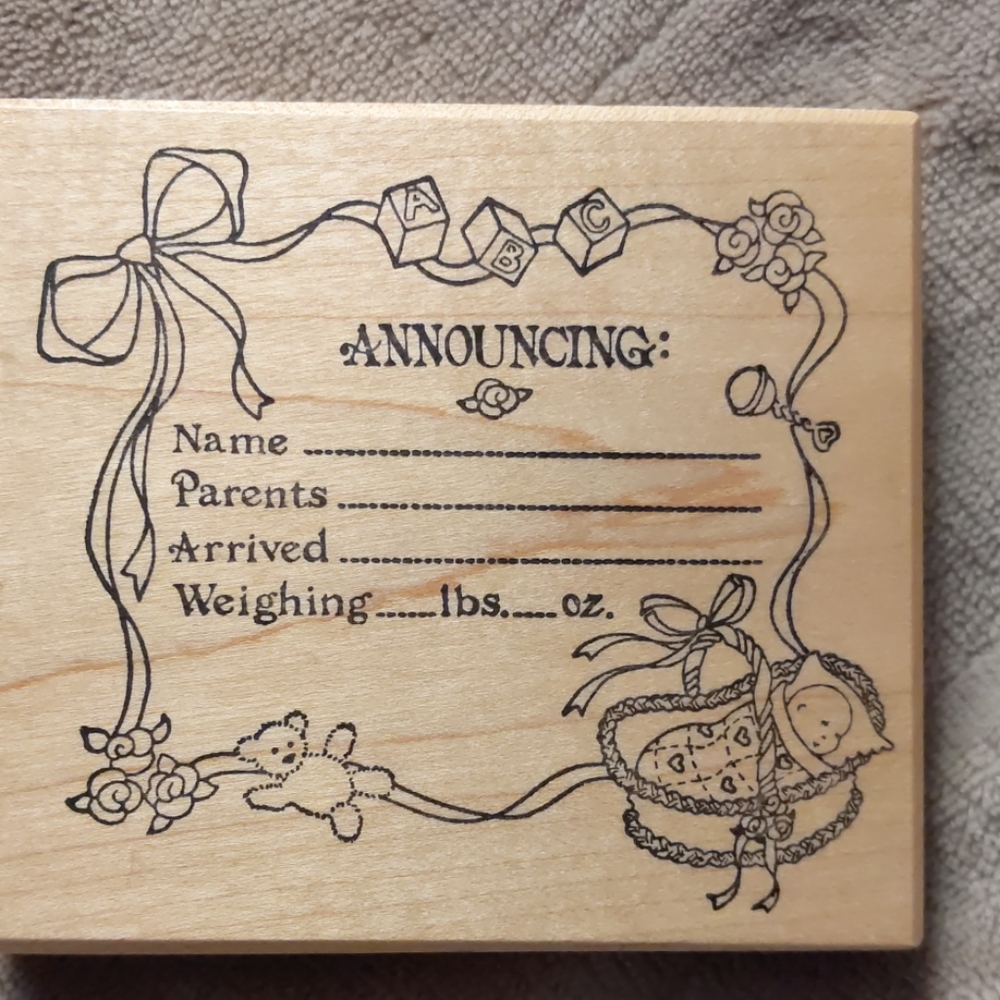 Ink stamp Baby Announcement